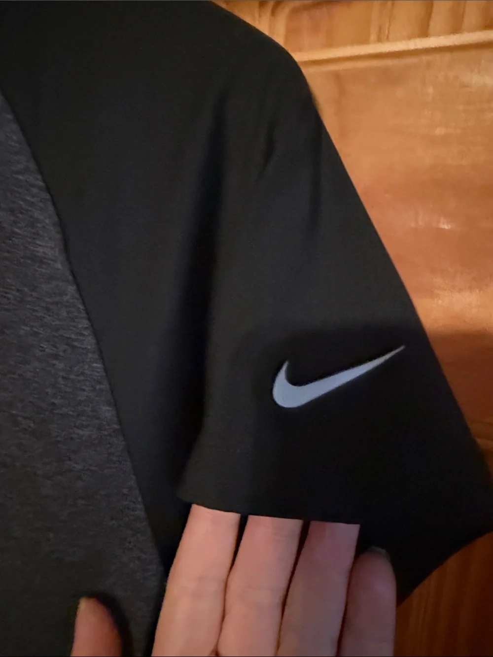 Nike Golf Short-Sleeve V-Notch Athletic Top in Charcoal & Black